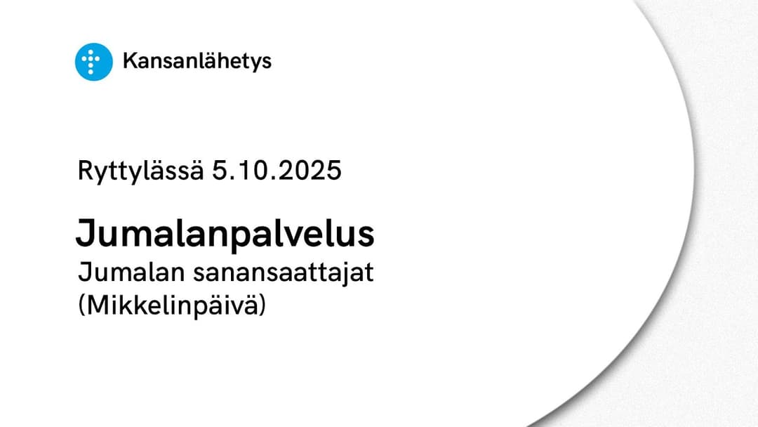 Videon 5.10.2025 klo 13:00 | Jumalanpalvelus, Jumalan sanansaattajat (Mikkelinpäivä), Jukka Repo kansikuva