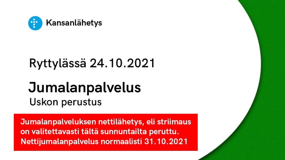 Videon 24.10.2021 Jumalanpalvelus | Uskon perustus (LÄHETYS PERUTTU) kansikuva