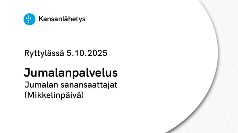 Cover Image for 5.10.2025 klo 13:00 | Jumalanpalvelus, Jumalan sanansaattajat (Mikkelinpäivä), Jukka Repo